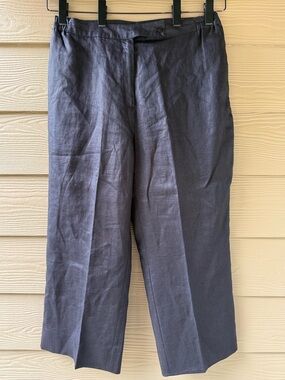 La Rea Collection Women's Black Linen Lined Wide Leg Pockets Pants Size 1X
